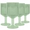 Elle Decor Vintage Drinking Glasses | Set of 4 | Bubbled Glass Goblets - Green